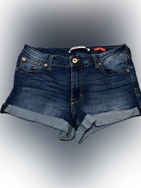 Celebrity Pink Dark Blue Rolled Hem Jean Shorts